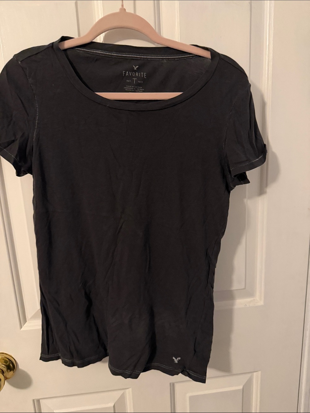 American Eagle Outfitters Women's Black Short Sleeve Crew Tee